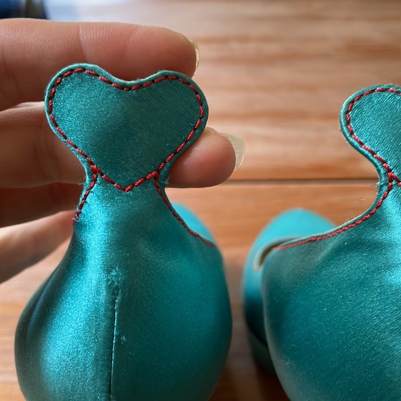 Charlotte Olympia Turquoise/Red Satin Josephine Platform Pumps Size 37.5 - Picture 7 of 12